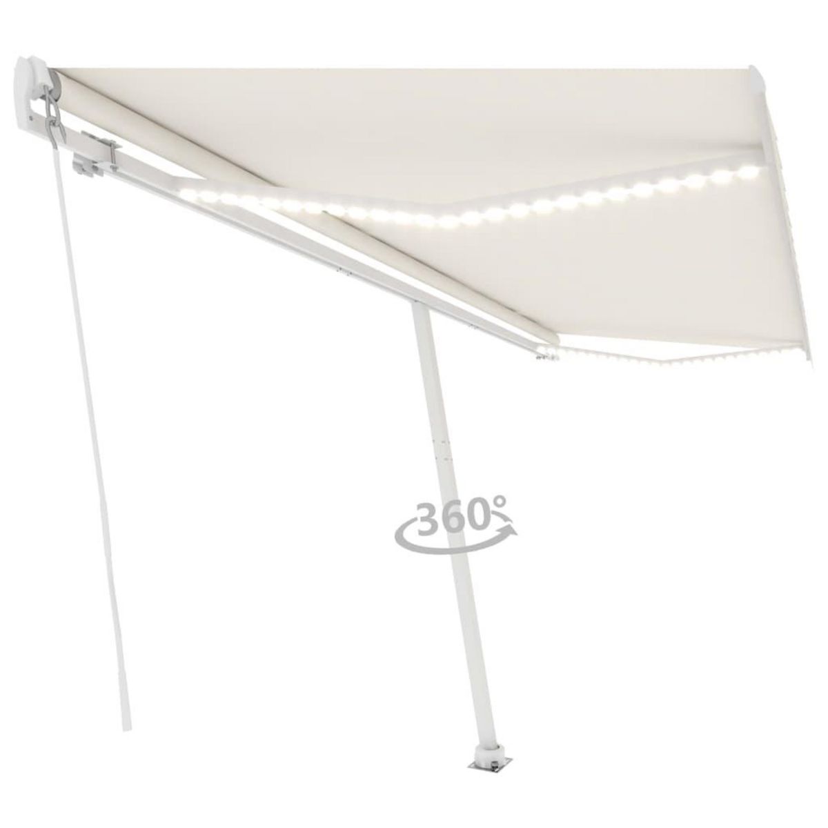 VIDAXL Auvent manuel retractable avec LED 500x300 cm Creme