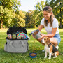Voir la diapositive 6 : PAWHUT Sac à friandises et croquettes pour chien 2 paniers bol pliable silicone gris clair