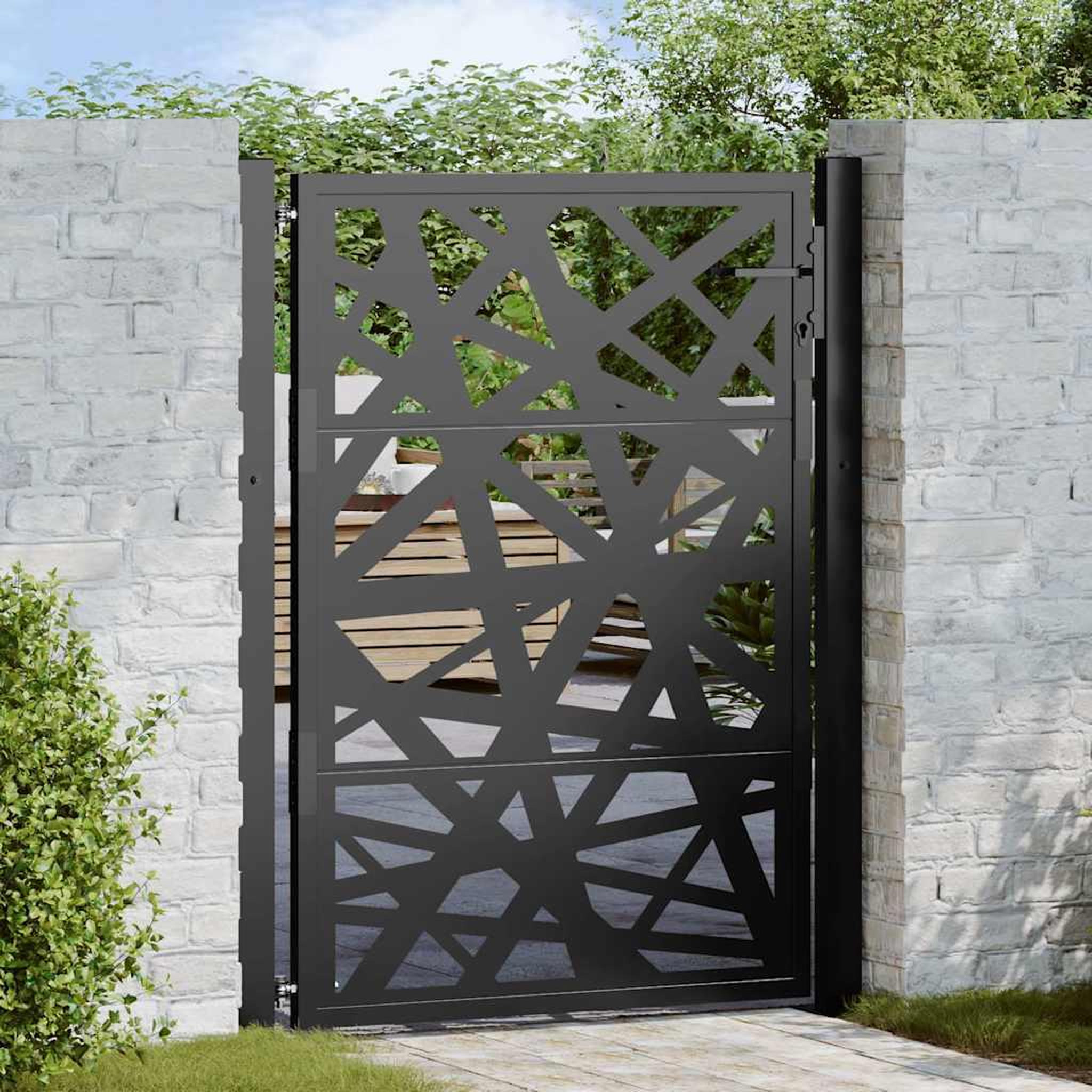 VIDAXL Portail de jardin noir 105x130 cm acier conception de lumiere