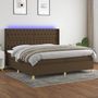 Voir la diapositive 1 : VIDAXL Sommier a lattes de lit matelas et LED Marron fonce 200x200 cm