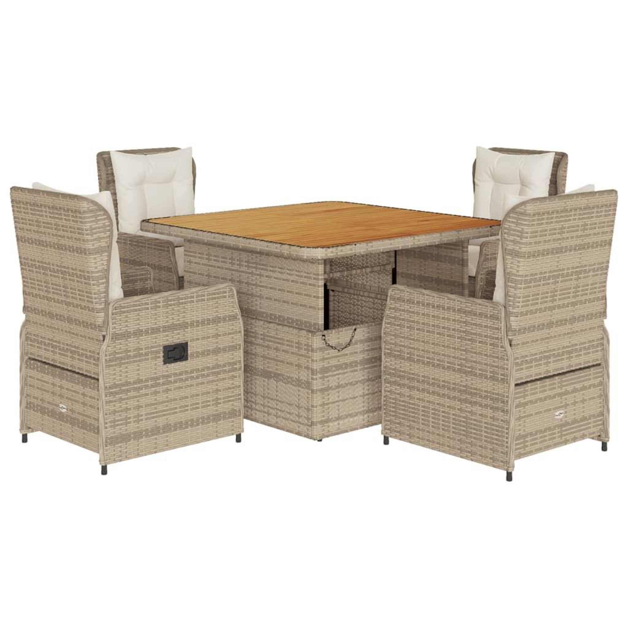 Voir la diapositive 2 : VIDAXL Ensemble a manger de jardin avec coussins 5pcs Beige poly rotin