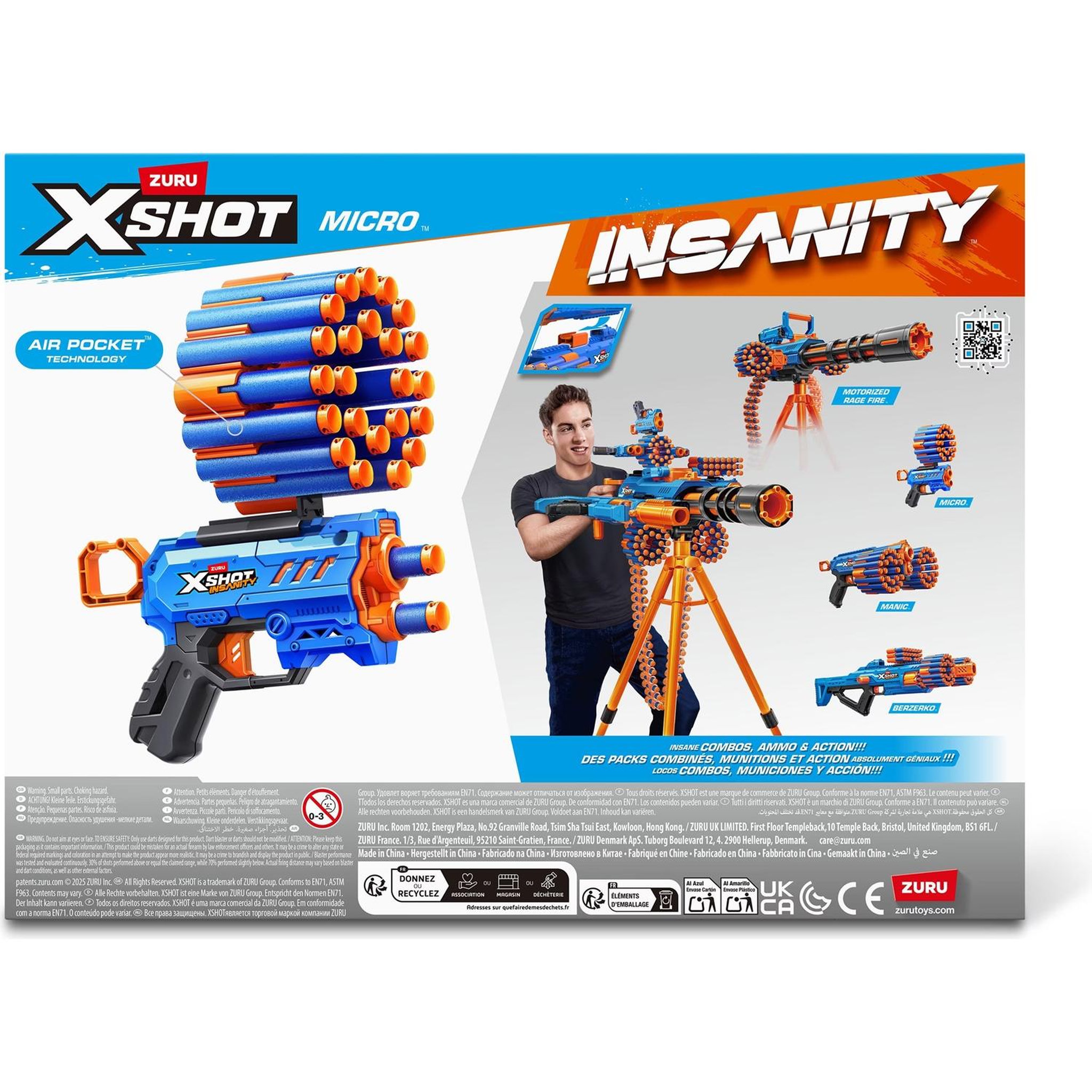 Voir la diapositive 4 : ZURU Micro-blaster XShot Insanity avec 24 fléchettes