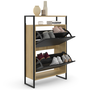 Voir la diapositive 4 : ID MARKET Meuble à chaussures 12 paires BOSTON 2 portes avec étagère supérieure design industriel