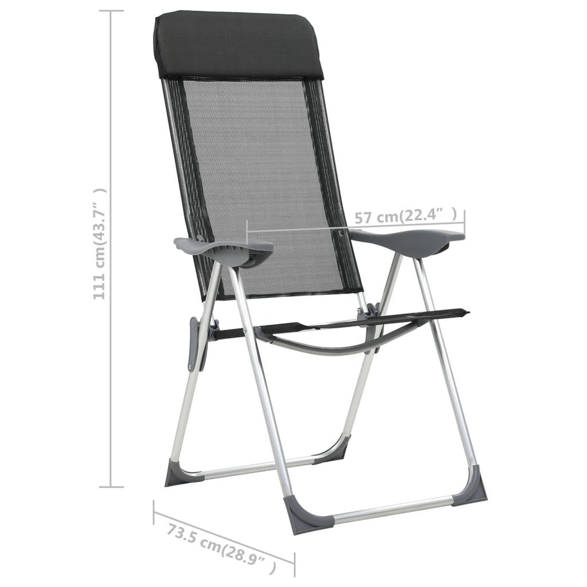 Voir la diapositive 6 : VIDAXL Chaise pliante de camping lot de 2 Noir Aluminium