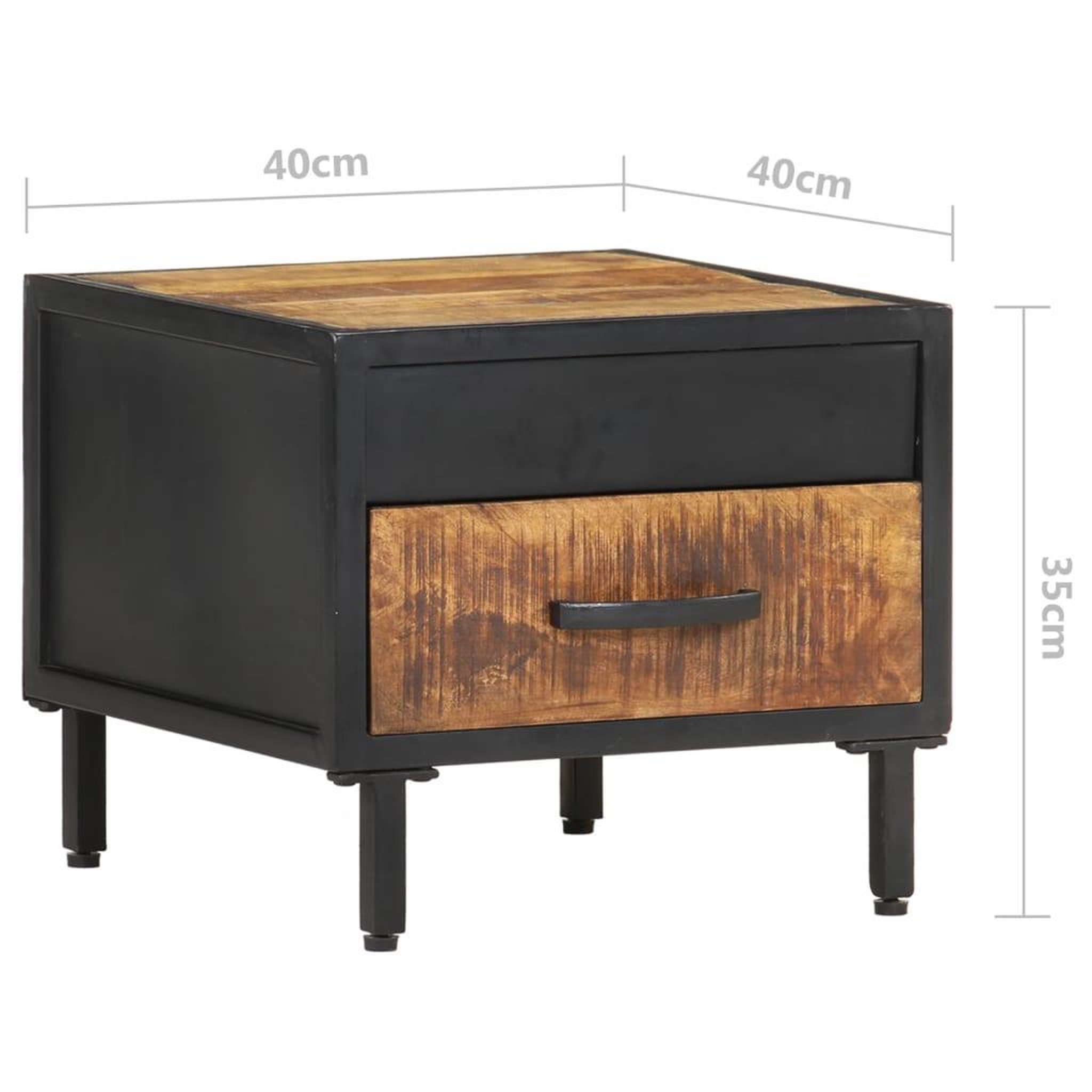 Voir la diapositive 6 : VIDAXL Table de chevet 40x40x35 cm bois de manguier brut