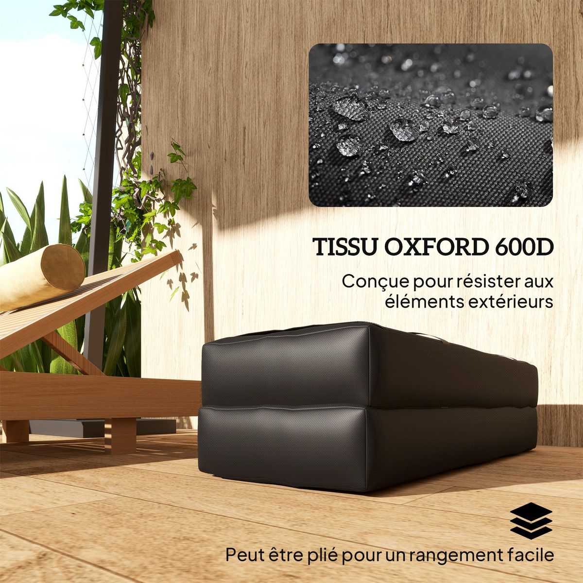 OUTSUNNY Sac de lestage souple chargeable pour parasol - lot de 2 sacs - 25 Kg x 2 - poignées - oxford haute densité 600D noir