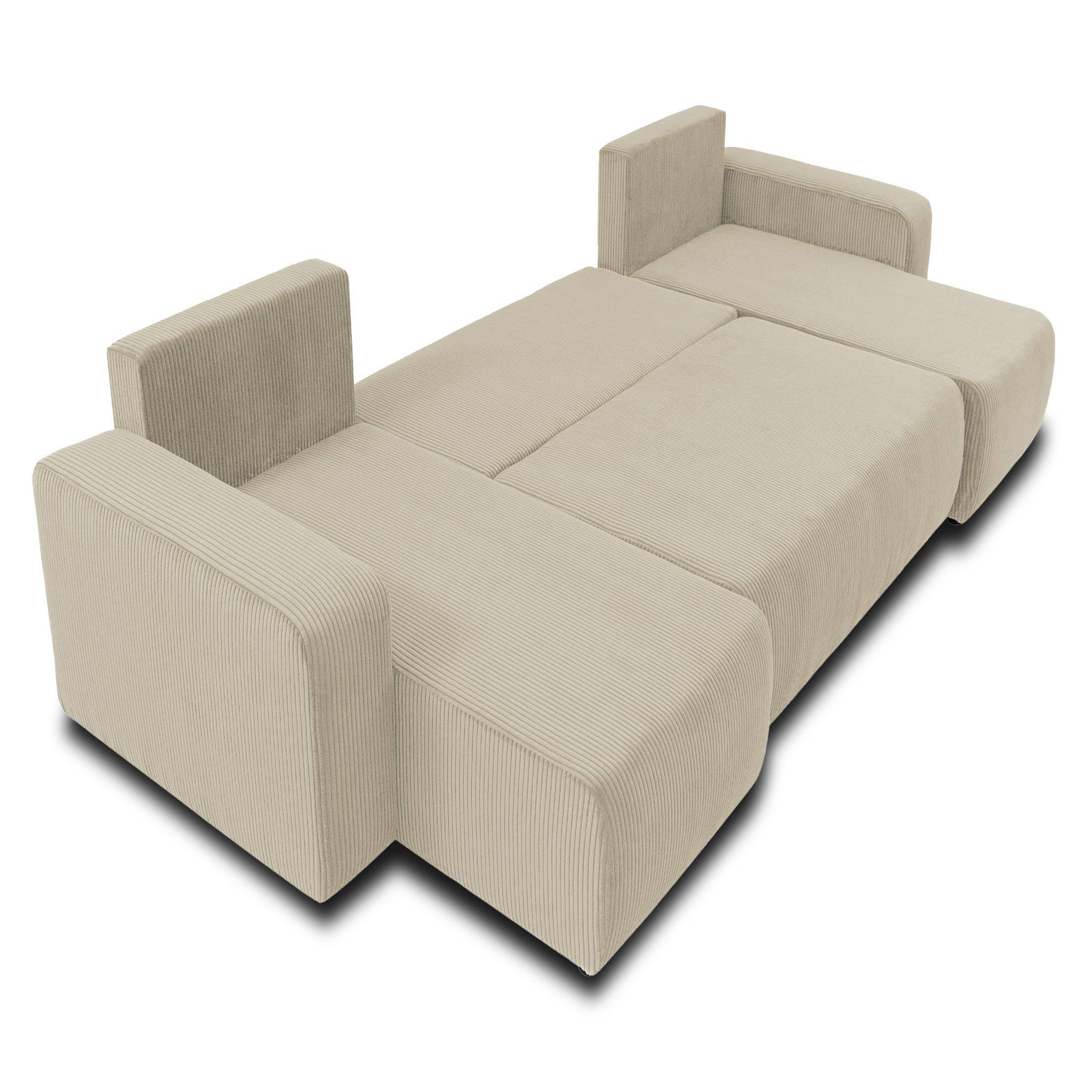 Voir la diapositive 3 : BEST MOBILIER Artemisa - canapé panoramique en u - 7 places - convertible avec coffre - en velours côtelé