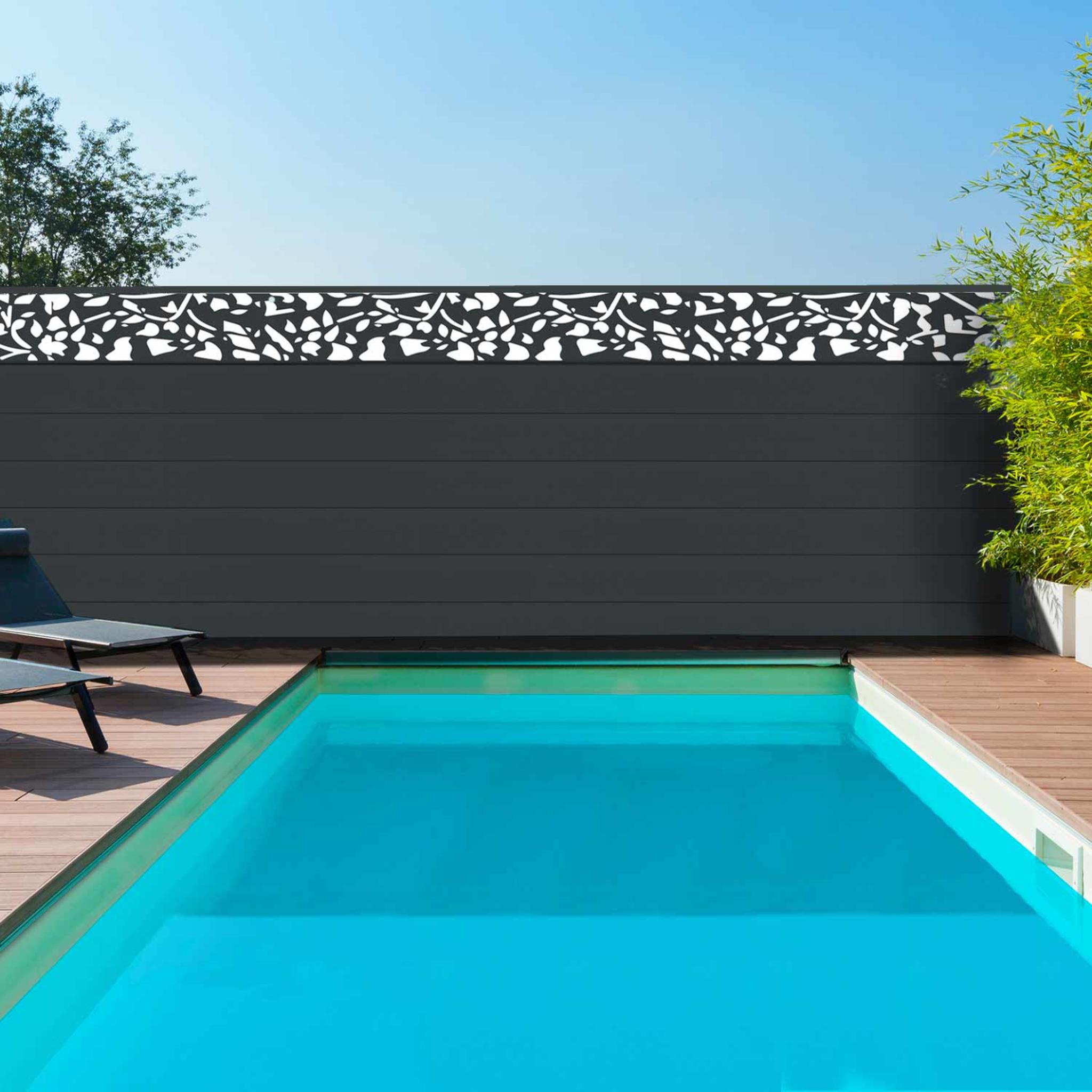 Voir la diapositive 3 : ID MARKET Brise vue occultant 1,5 x 10 m effet lames de clôture motifs flower 160 gr/m²