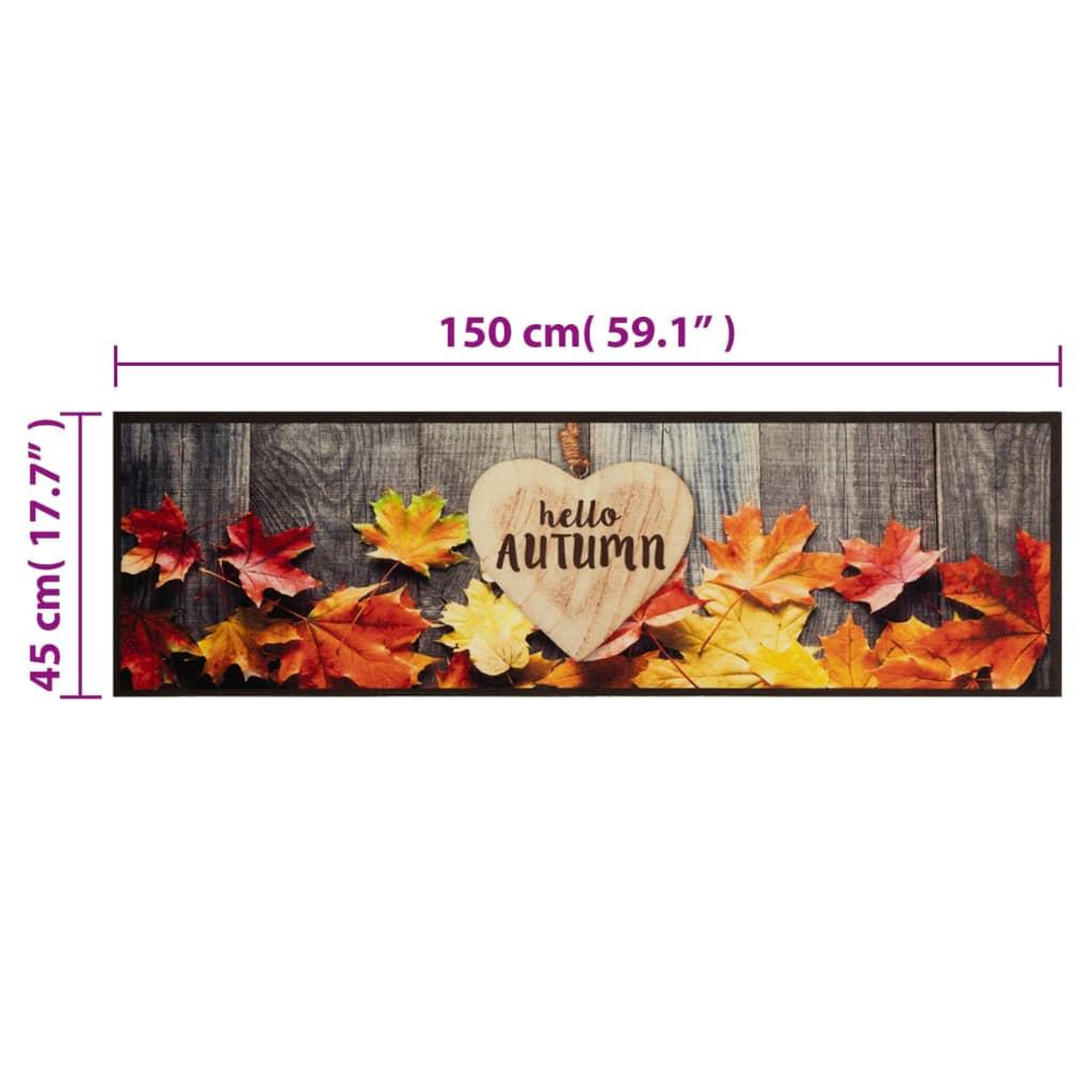 Voir la diapositive 6 : VIDAXL Tapis de cuisine lavable impression d'automne 45x150 cm velours