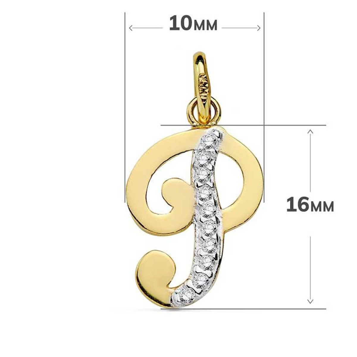 L'ATELIER D'AZUR Pendentif Or 18 Carats 750 Jaune Serti de Zirconiums - Initiale Lettre  P  - Chaine Offerte