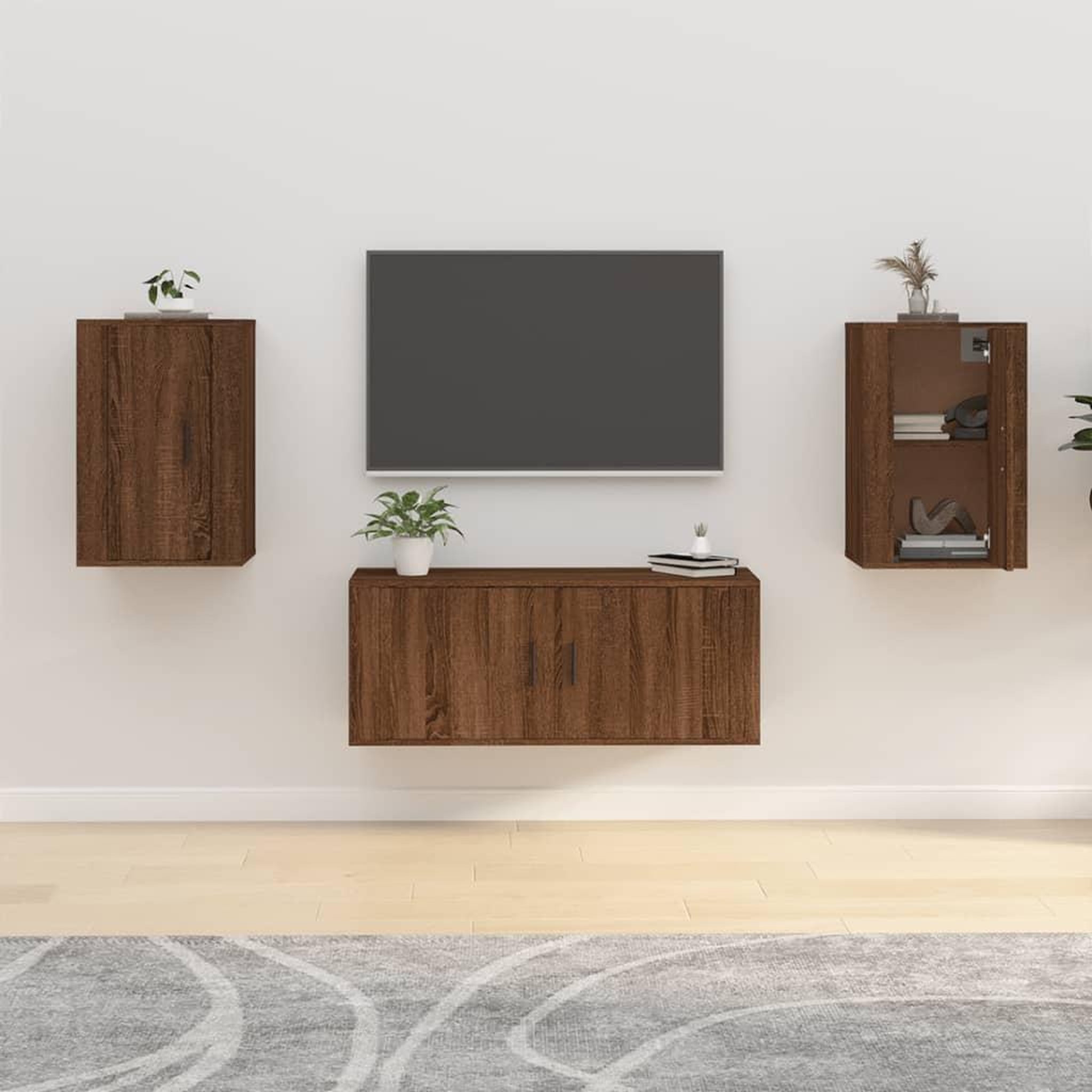 Voir la diapositive 1 : VIDAXL Meubles TV muraux 2 pcs Chene marron 40x34,5x60 cm