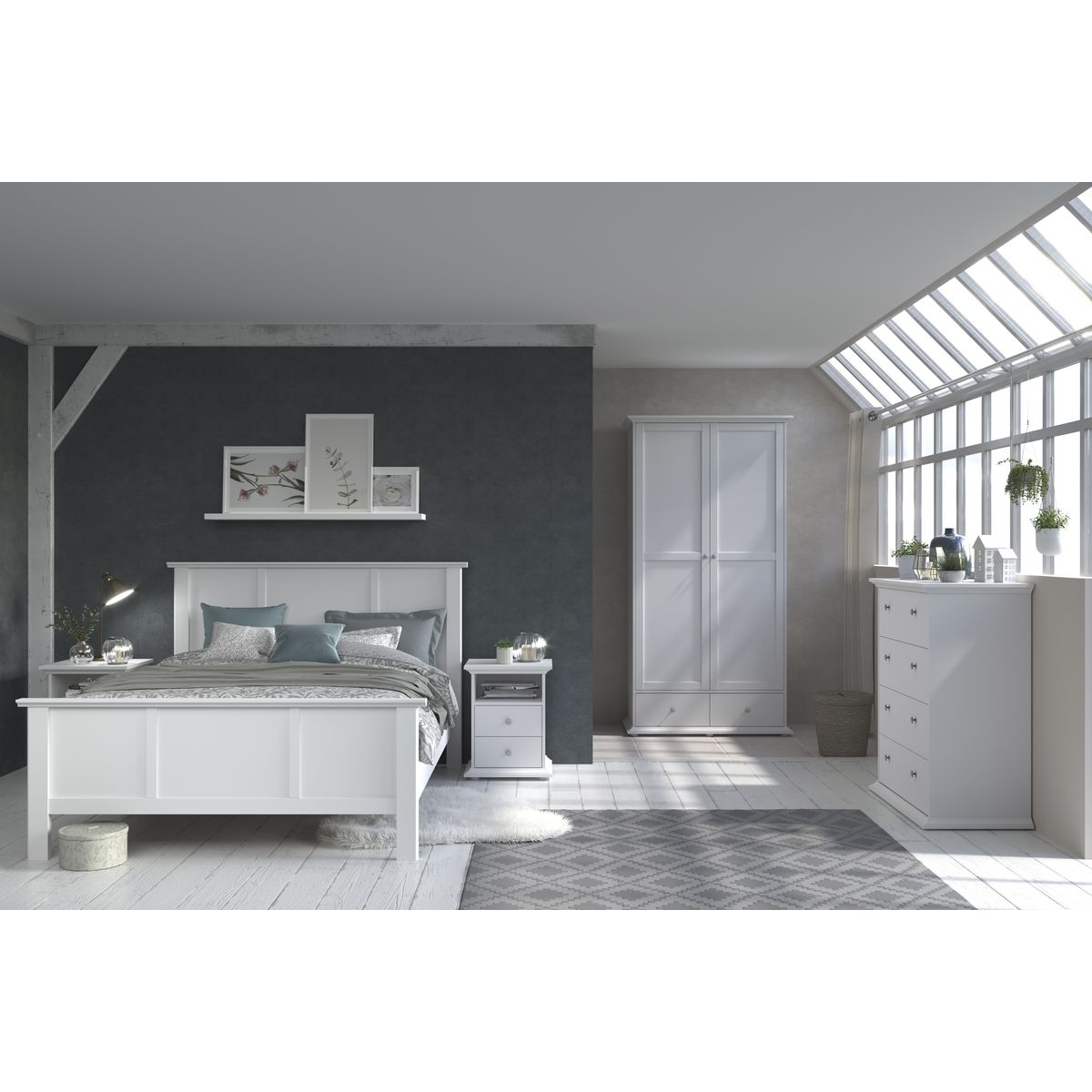 Chevet 1 niche 2 tiroirs L45cm NESRINE