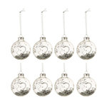 Paris Prix Lot de 8 Boules de Noël Design  Coeur  6cm Argent