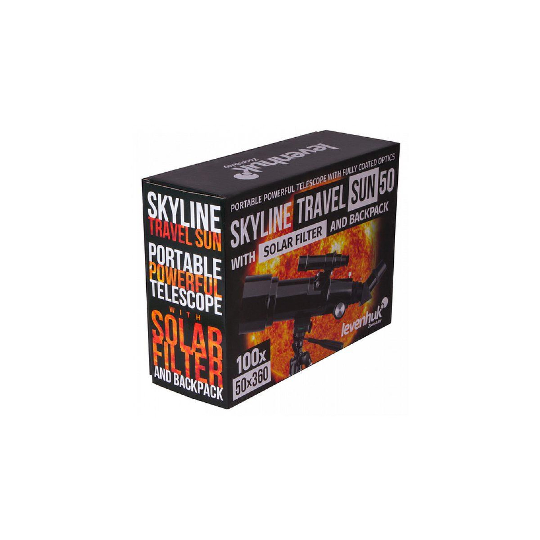 Voir la diapositive 3 : LEVENHUK Skyline travel sun 50 réfracteur 135x noir, argent