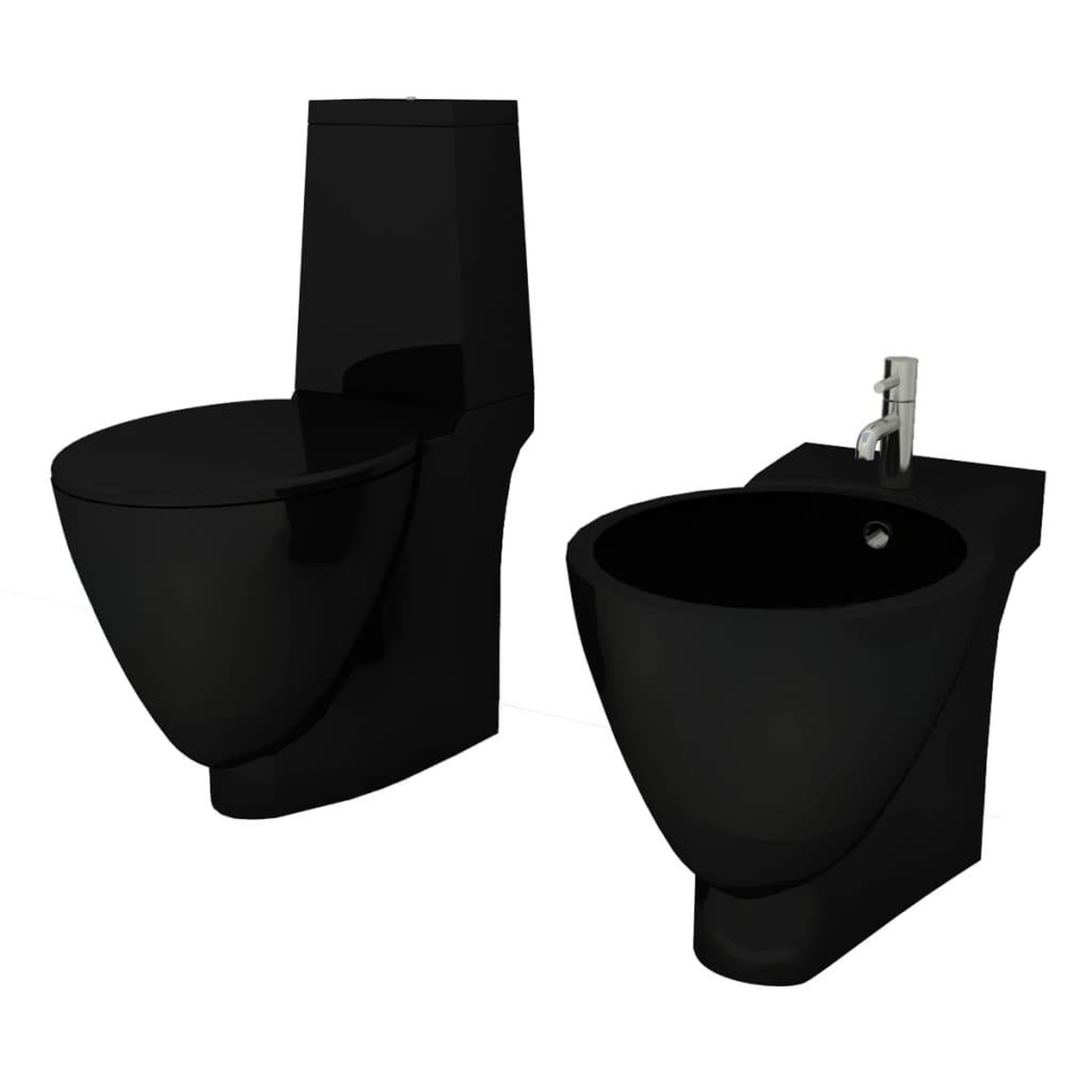 Voir la diapositive 2 : VIDAXL Ensemble de toilette et bidet ceramique noir