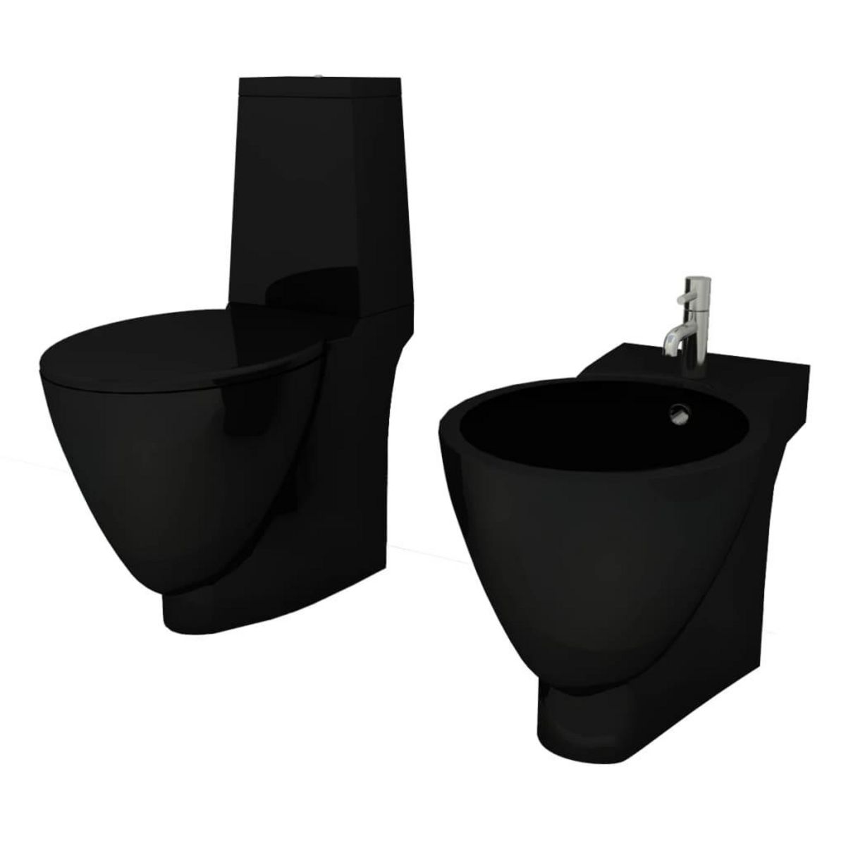 VIDAXL Ensemble de toilette et bidet Ceramique Noir