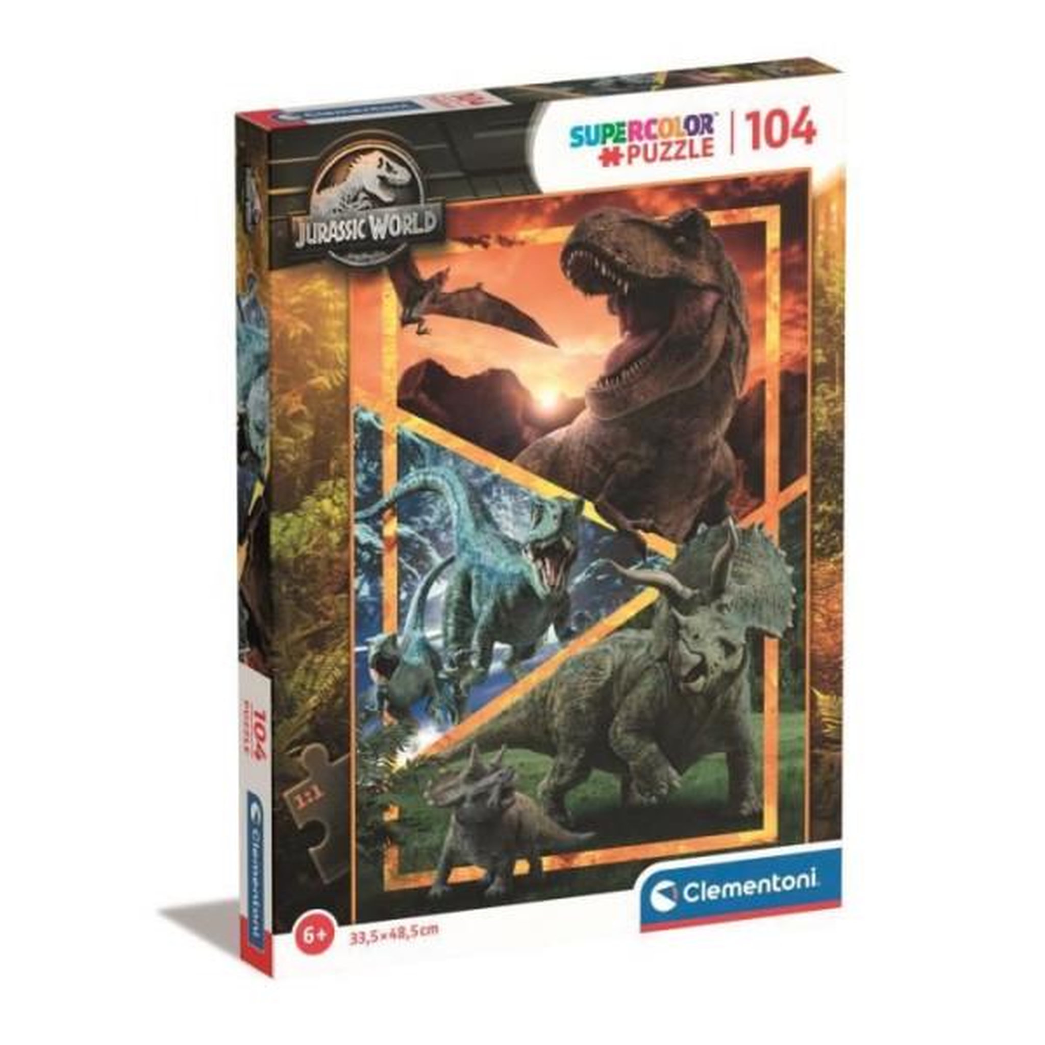 CLEMENTONI Clementoni puzzle 104 pieces jurassic world super color, des 6 ans