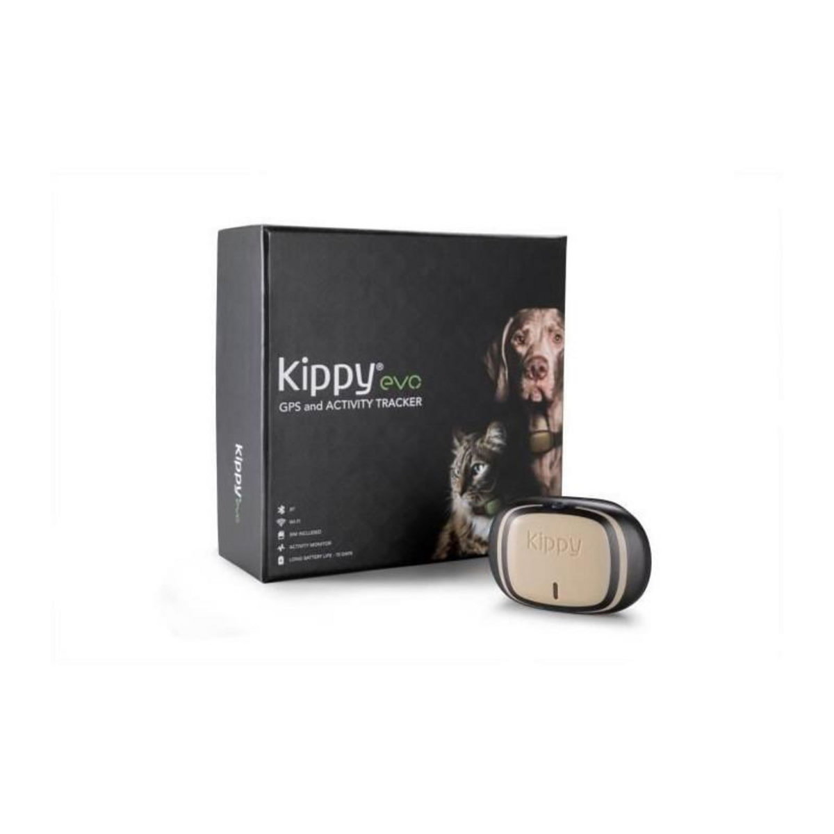 KIPPY KIPPY - Collier GPS pour Chiens et Chats - Evo - 38 GR - Waterproof - Brown Wood