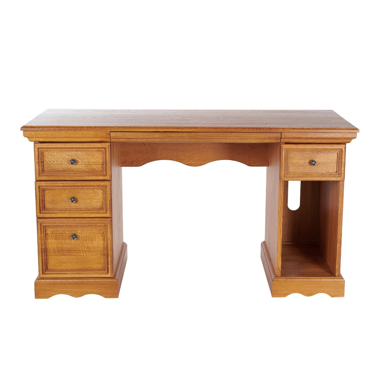 HELLIN Bureau informatique en chêne massif avec tirette pour clavier - LA BRESSE