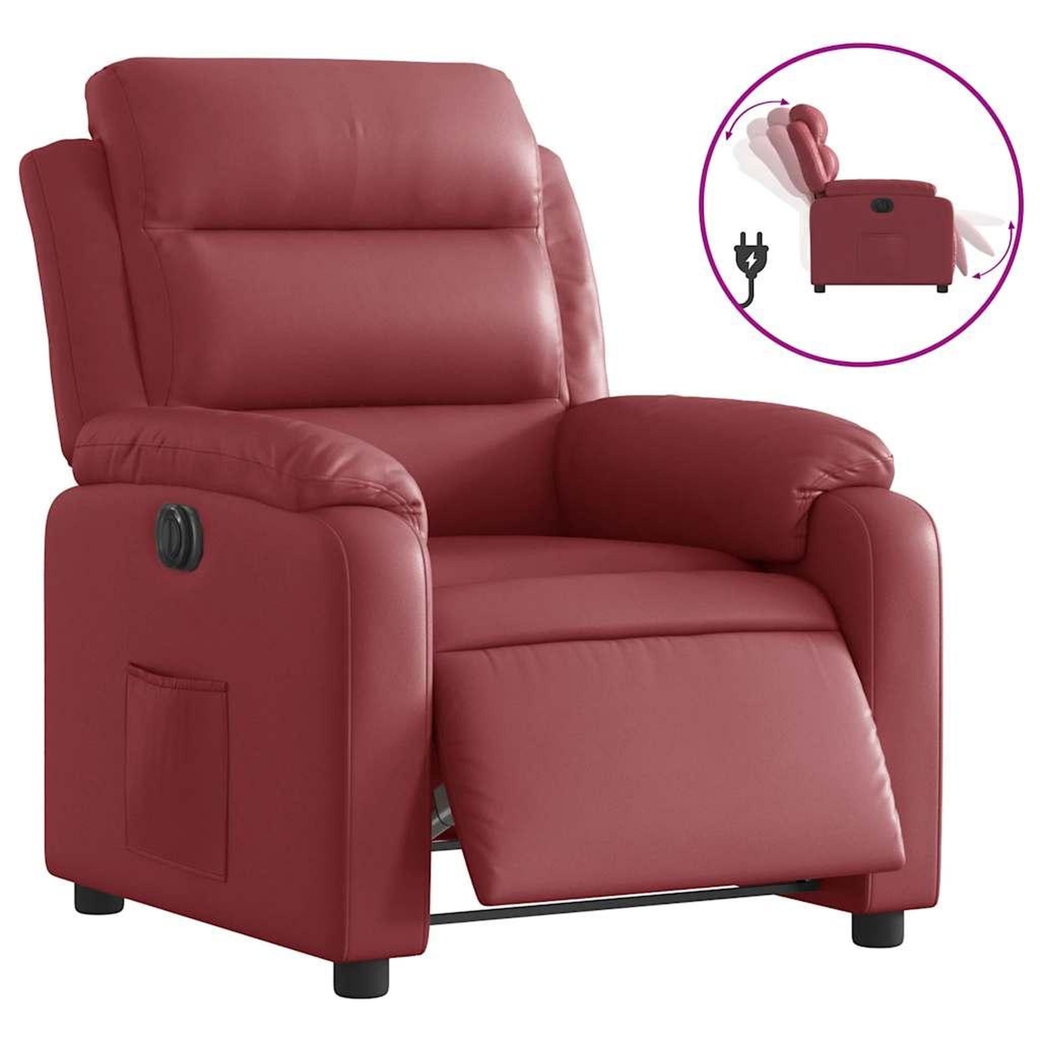 Voir la diapositive 2 : VIDAXL Fauteuil inclinable electrique Rouge bordeaux Similicuir