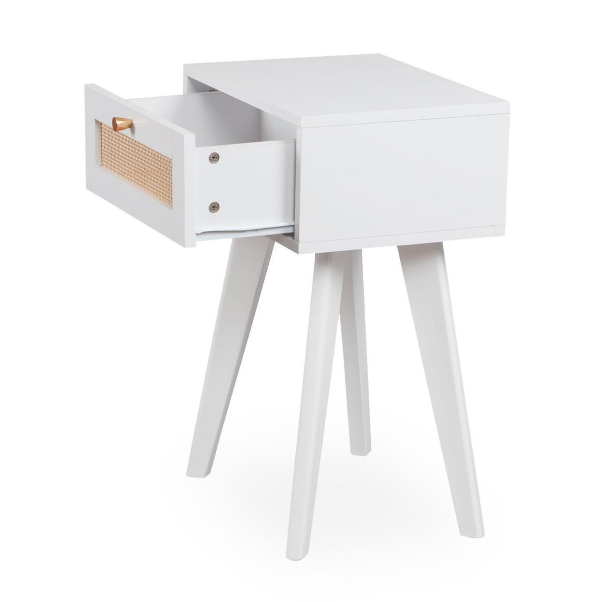 Voir la diapositive 4 : Paris Prix Table de chevet cannage en rotin  lesa  60cm blanc