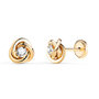 Voir la diapositive 1 : L'ATELIER D'AZUR Boucles d'Oreilles Or 18 Carats 750 Jaune et Zicroniums - Motif Noeud