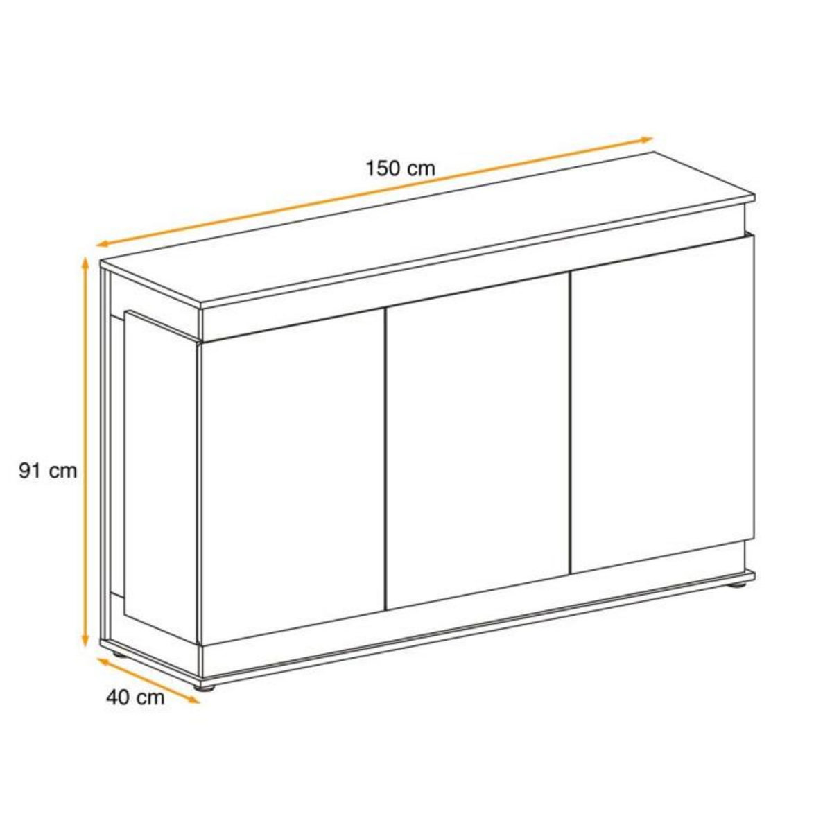 Paris Prix Buffet 3 Portes Design  Berlin  150cm Gris & Naturel