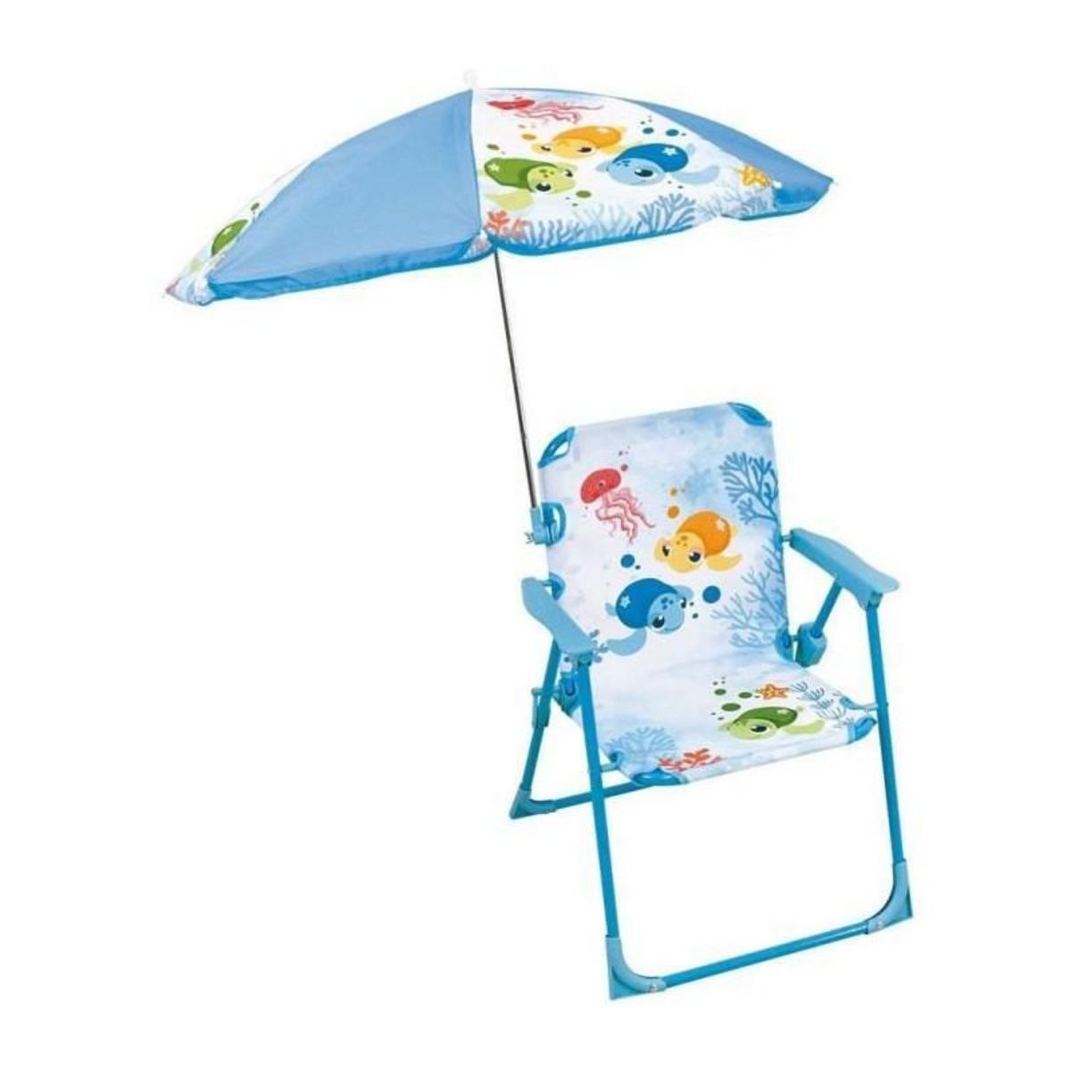 Fun House Mobilier de jardin - FUN HOUSE - Chaise Ma Petite Carapace Tortue H.53 x L.38,5 x P.37,5 cm avec parasol 65 cm - Pour enfant !