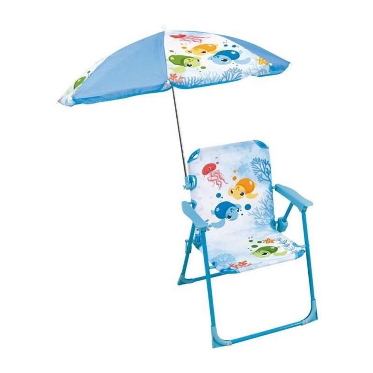 Fun House Mobilier de jardin - FUN HOUSE - Chaise Ma Petite Carapace Tortue H.53 x L.38,5 x P.37,5 cm avec parasol 65 cm - Pour enfant !
