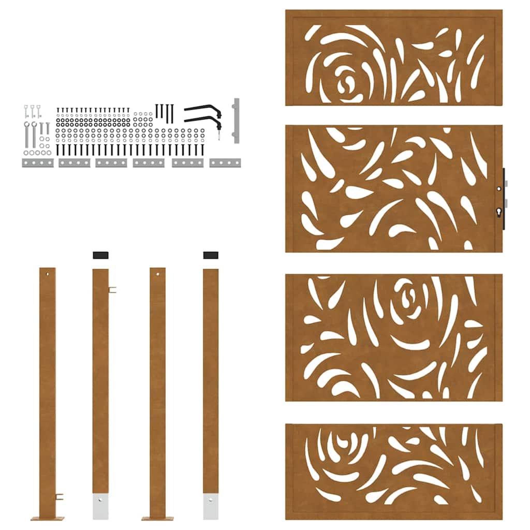 Voir la diapositive 5 : VIDAXL Porte de jardin acier resistant aux intemperies design flamme