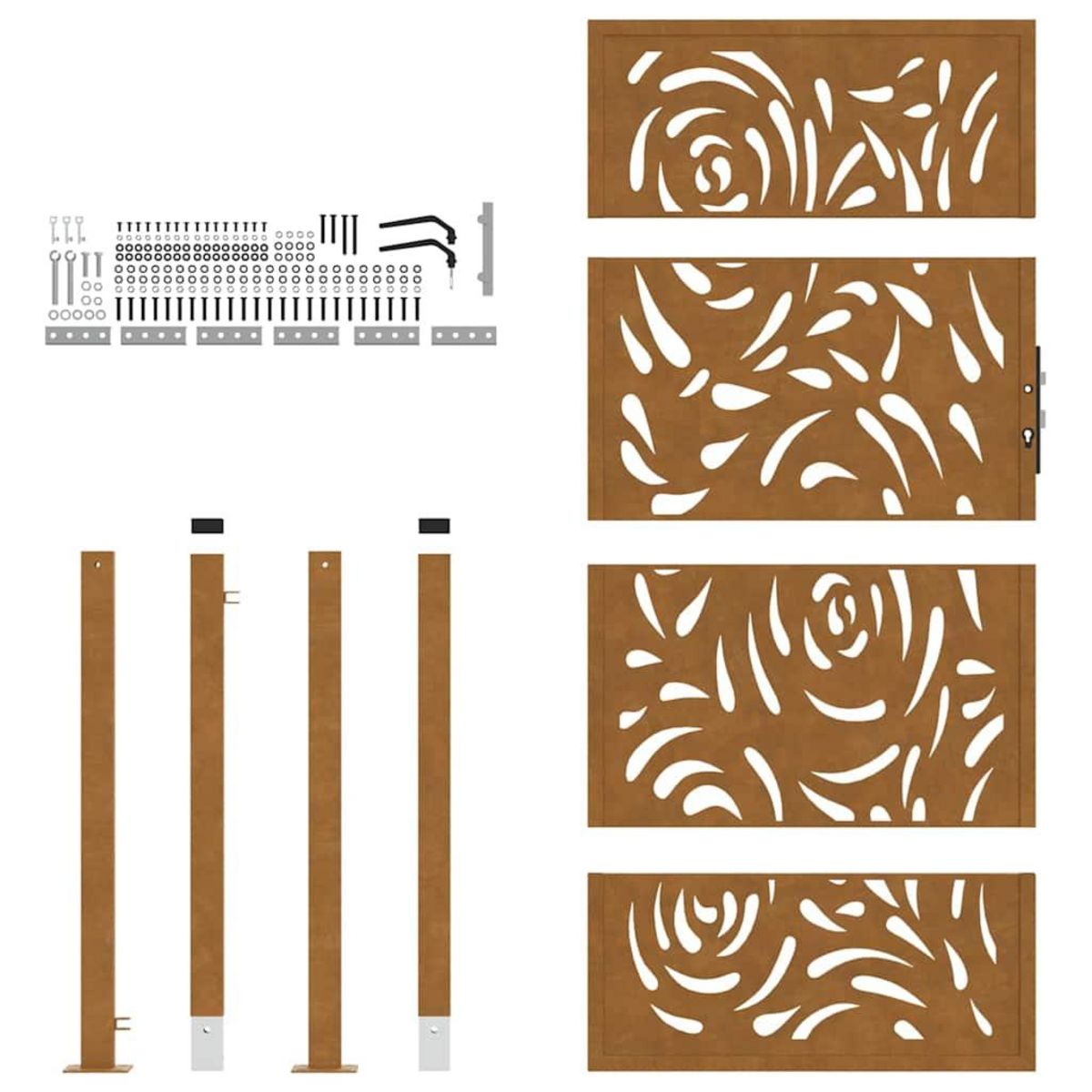 VIDAXL Porte de jardin acier resistant aux intemperies design flamme