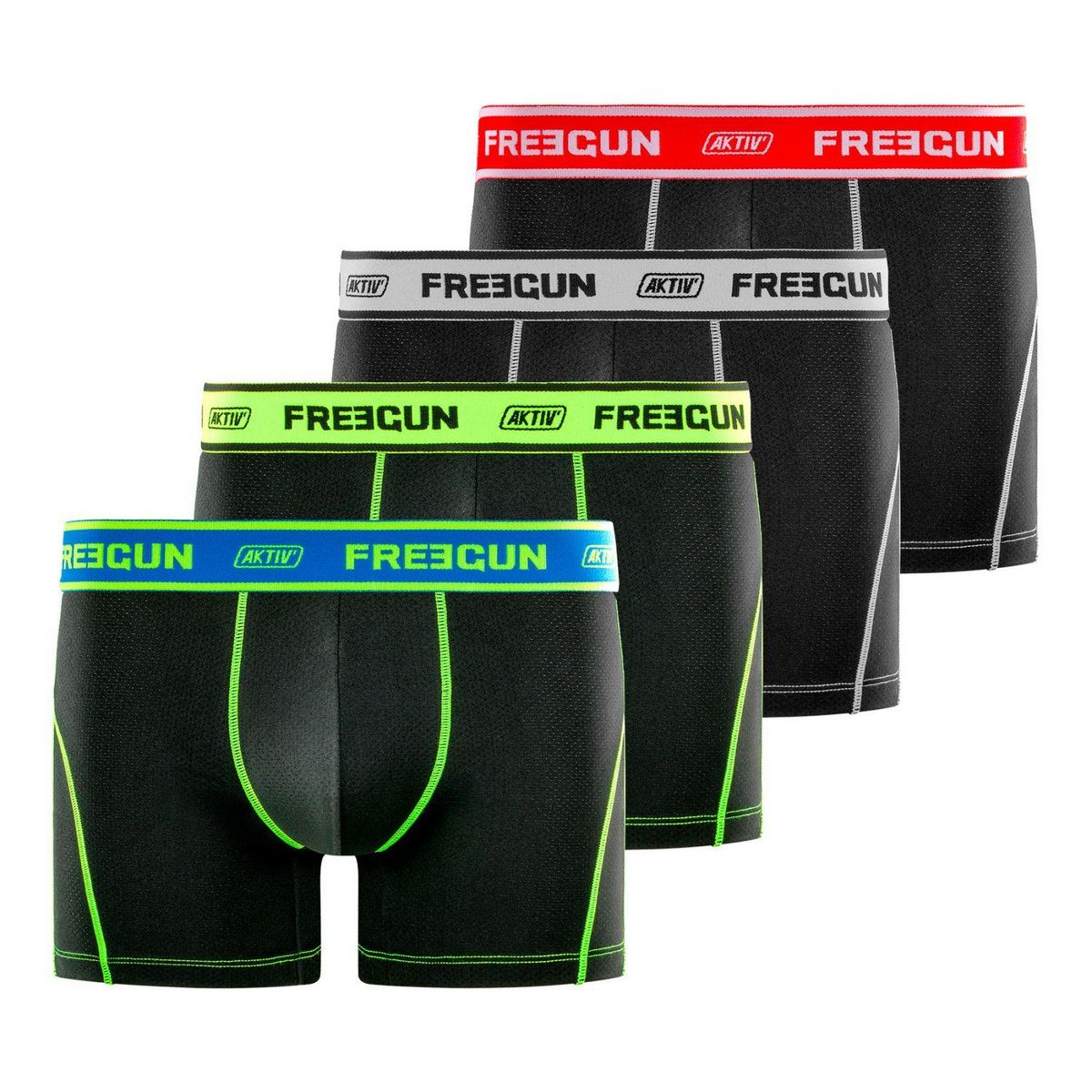 FREEGUN Lot de 4 Boxers homme Aktiv Sport Fluo