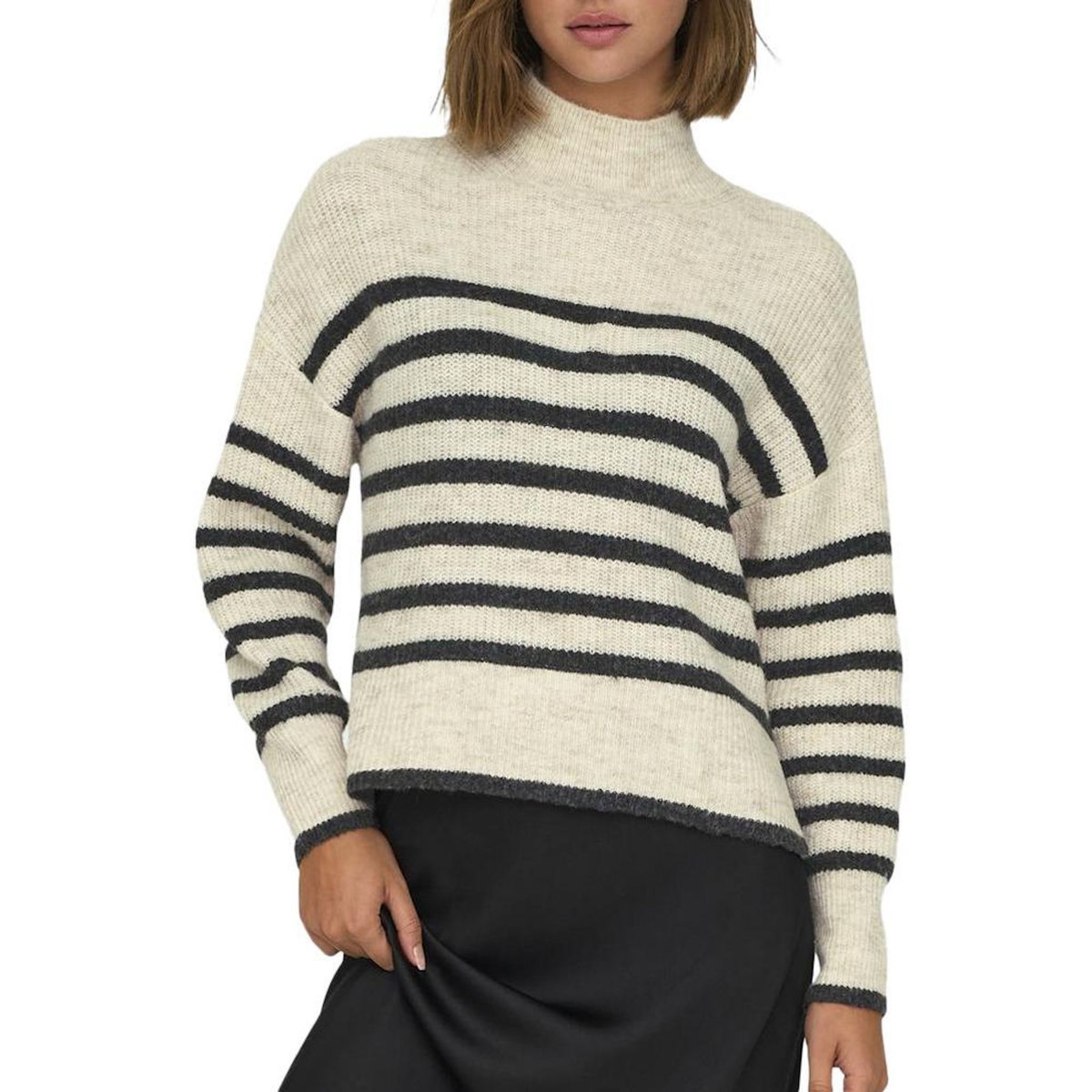 Only Pull Beige à rayures Femme Only Fridi