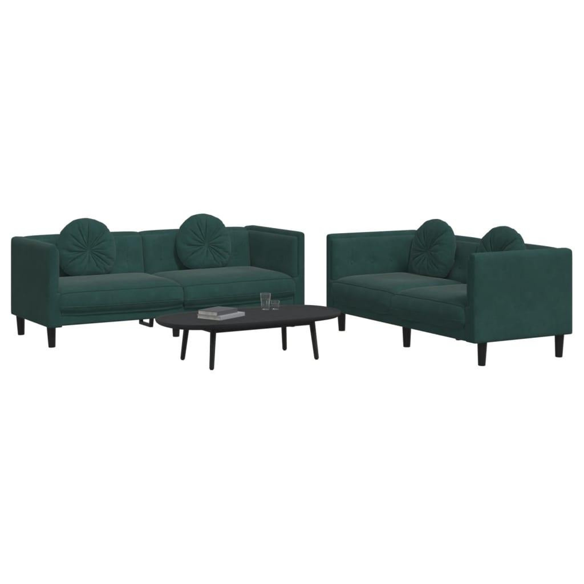 Voir la diapositive 3 : VIDAXL Ensemble de canapes 2 pcs avec coussins vert fonce velours