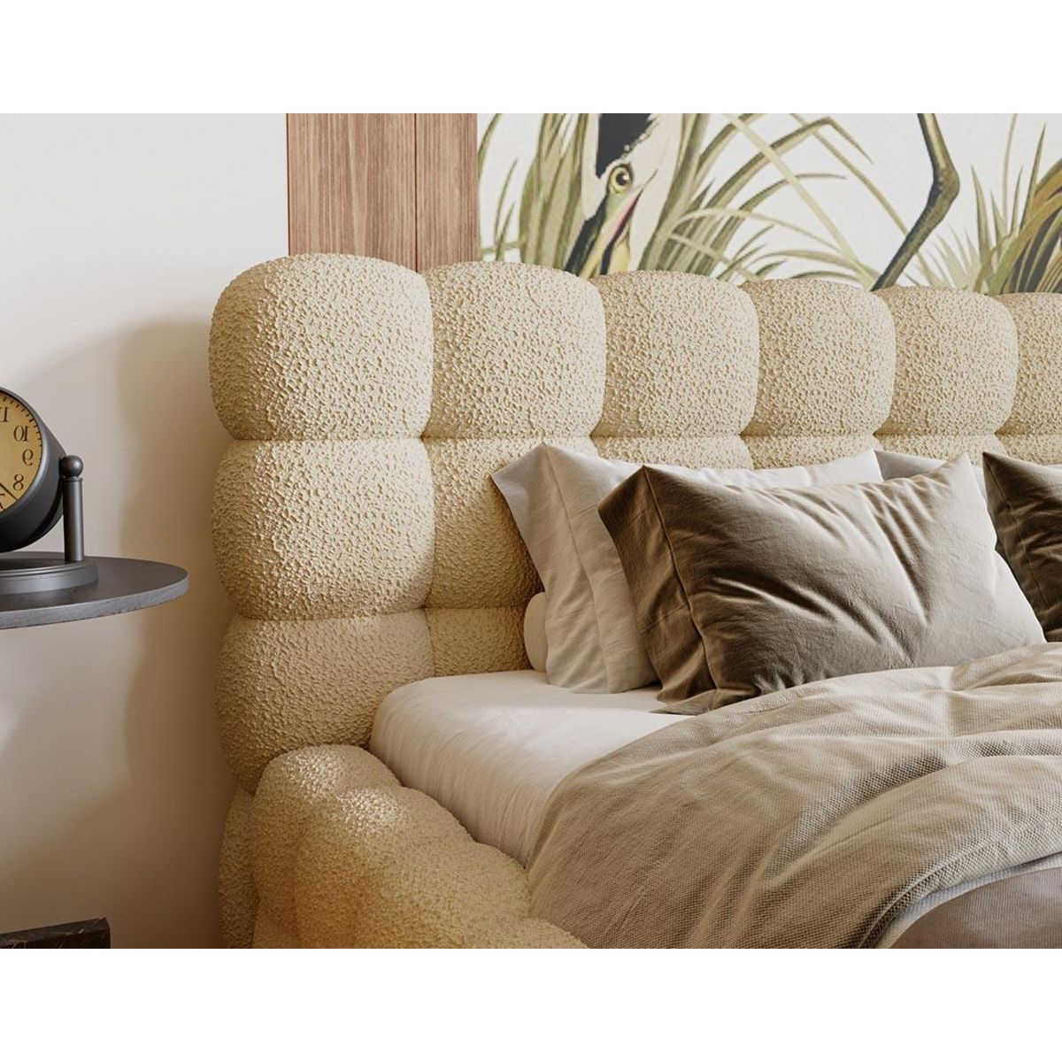 BEST MOBILIER Darling - lit coffre - 180x200 cm - sommier inclus - en tissu bouclette