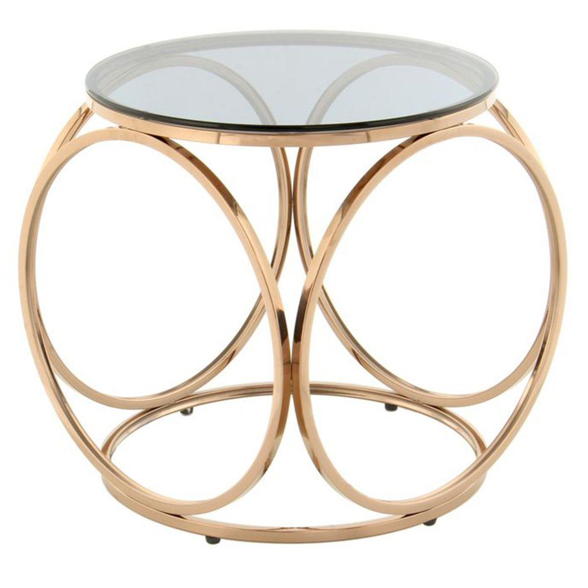 Voir la diapositive 1 : Paris Prix Table d'appoint design  whitney  52cm gris & or rose