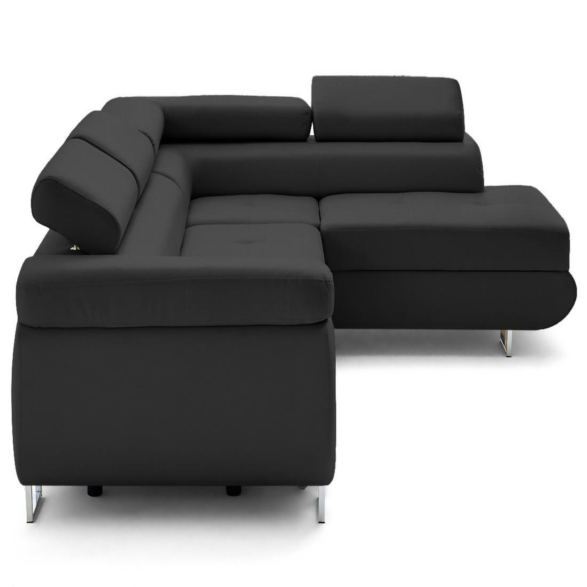 Voir la diapositive 3 : LISA DESIGN Zaria - canapé d'angle droit 5 places convertible avec coffre et têtières en simili