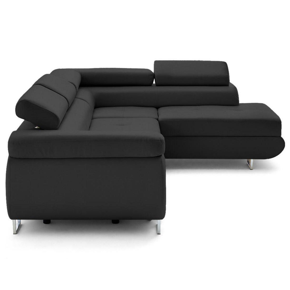 LISA DESIGN Zaria - canapé d'angle droit 5 places convertible avec coffre et têtières en simili