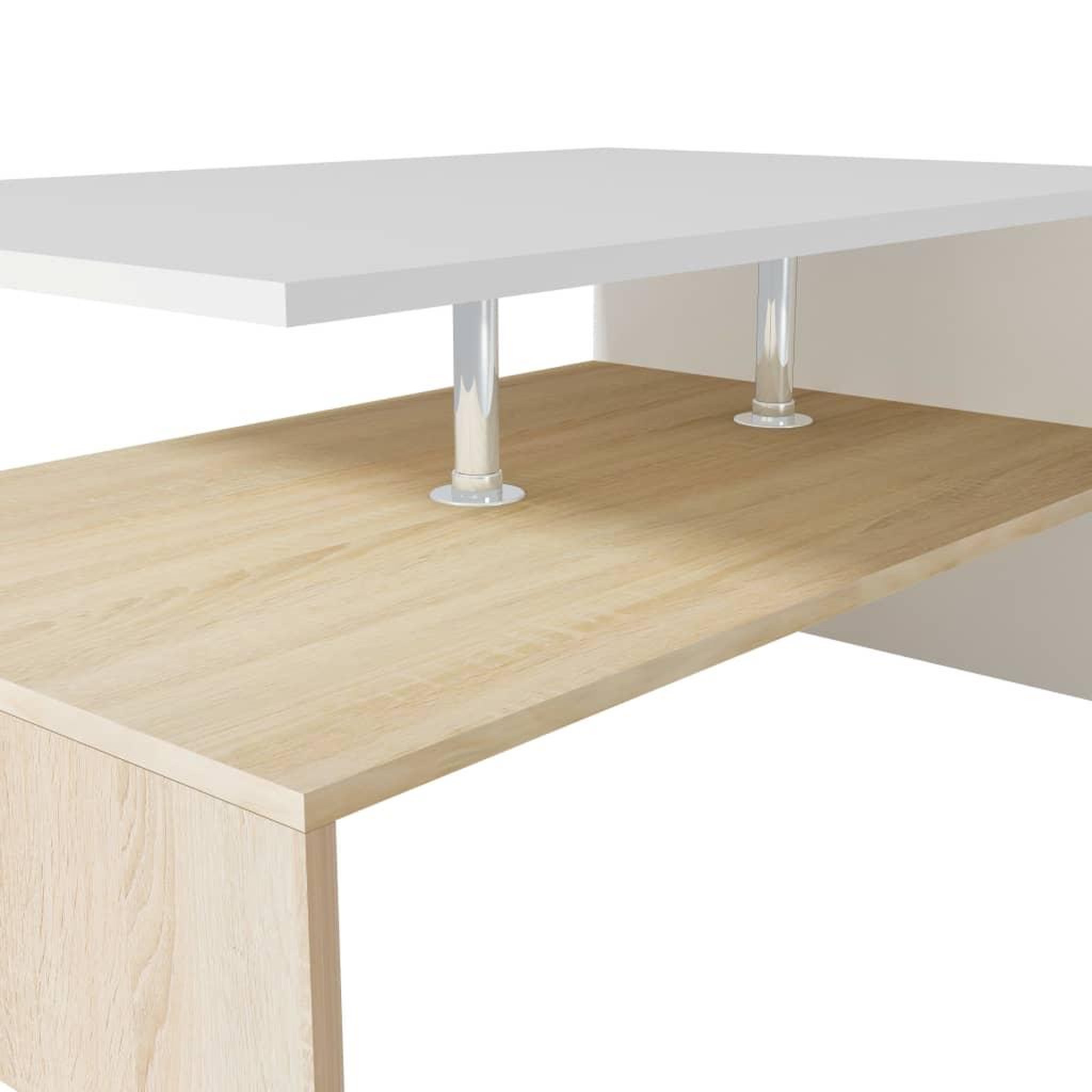 Voir la diapositive 4 : VIDAXL Table basse Bois d'ingenierie 90x59x42 cm Chene et blanc