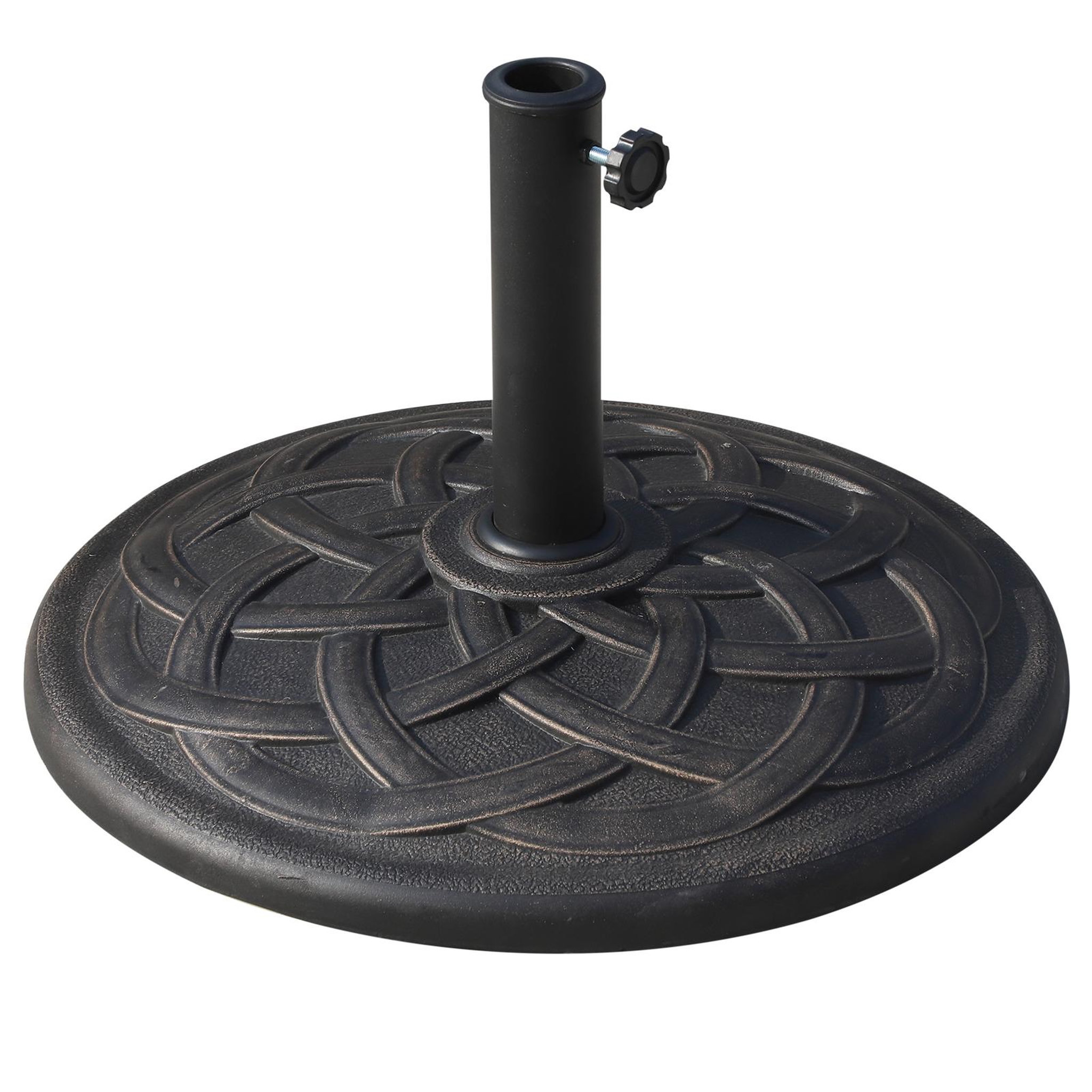 Voir la diapositive 2 : HOMCOM Pied de parasol base de lestage de parasol rond résine imitation fonte motif rosace diamètre 57 cm poids net 19 Kg