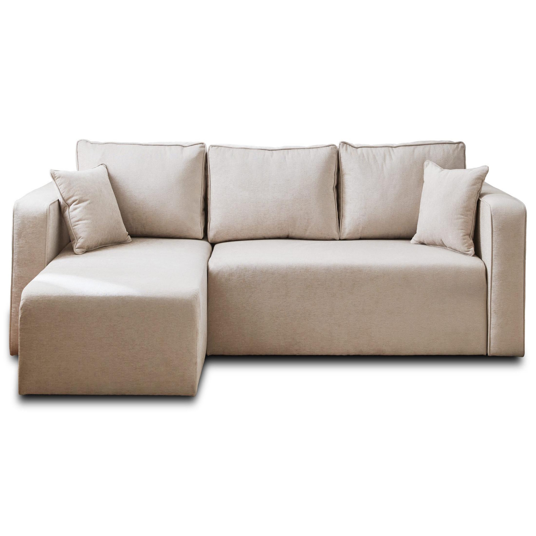 BEST MOBILIER Topaze - canapé d'angle réversible - 4 places - convertible avec coffre - en tissu. Coloris disponibles : Orange, Gris, Bleu, Beige, Vert