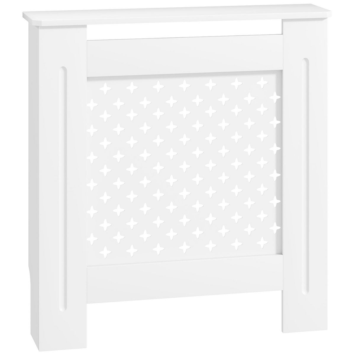 HOMCOM Cache-radiateur motif nid d'abeille - dim. 78L x 19l x 82H cm - MDF blanc
