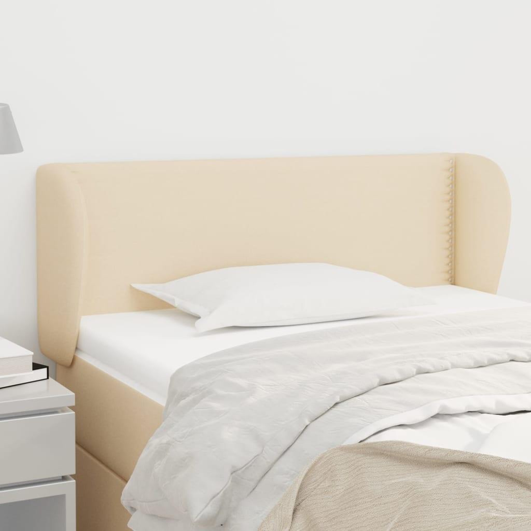 Voir la diapositive 1 : VIDAXL Tete de lit avec oreilles Creme 83x23x78/88 cm Tissu