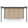 Voir la diapositive 3 : ID MARKET Pergola édition collector persiennes horizontales effet bois et toit rétractable 3x4M 4 pans modulables gris anthracite