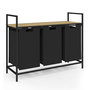 Voir la diapositive 4 : ID MARKET Panier à linge 3 bacs DETROIT tissu noir design industriel