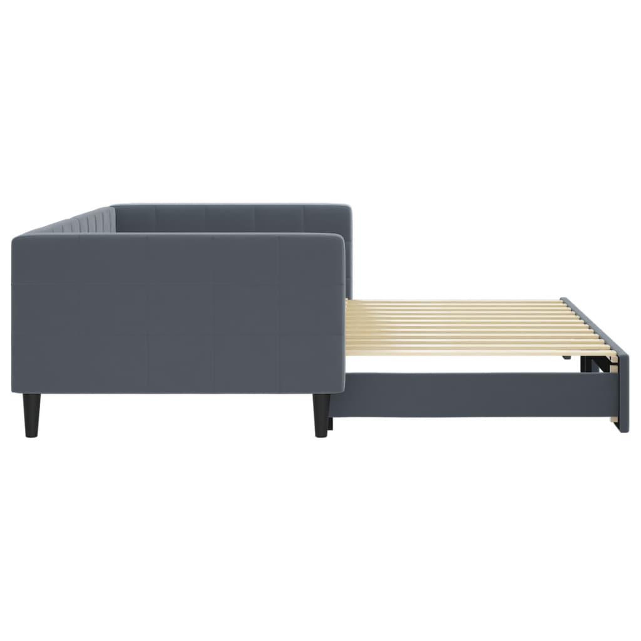 Voir la diapositive 4 : VIDAXL Lit de jour avec gigogne sans matelas gris fonce 100x200 cm