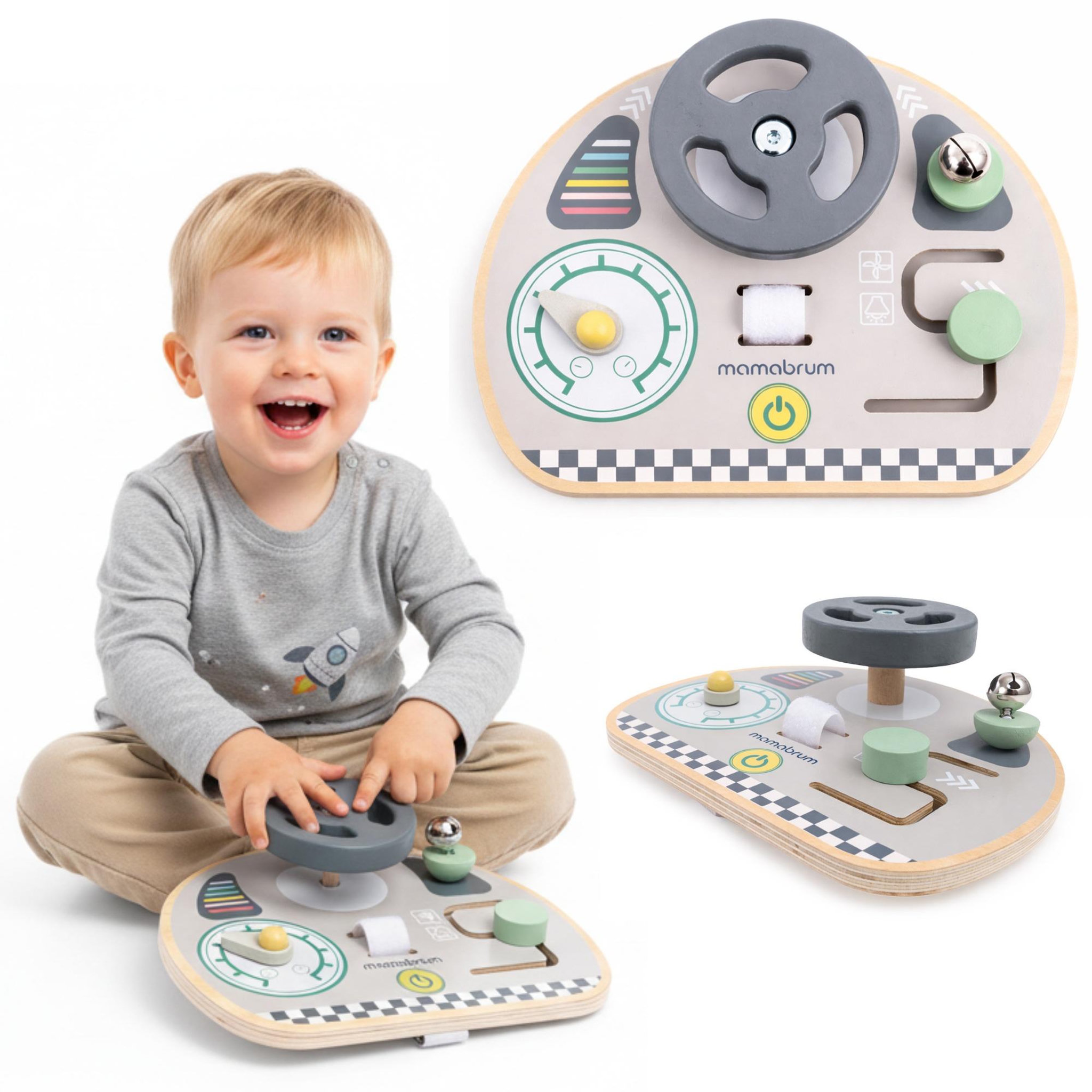 MAMABRUM Tableau Activite Bois Mamabrum Volant Voiture Montessori 20x16 cm Voyage 3 Ans