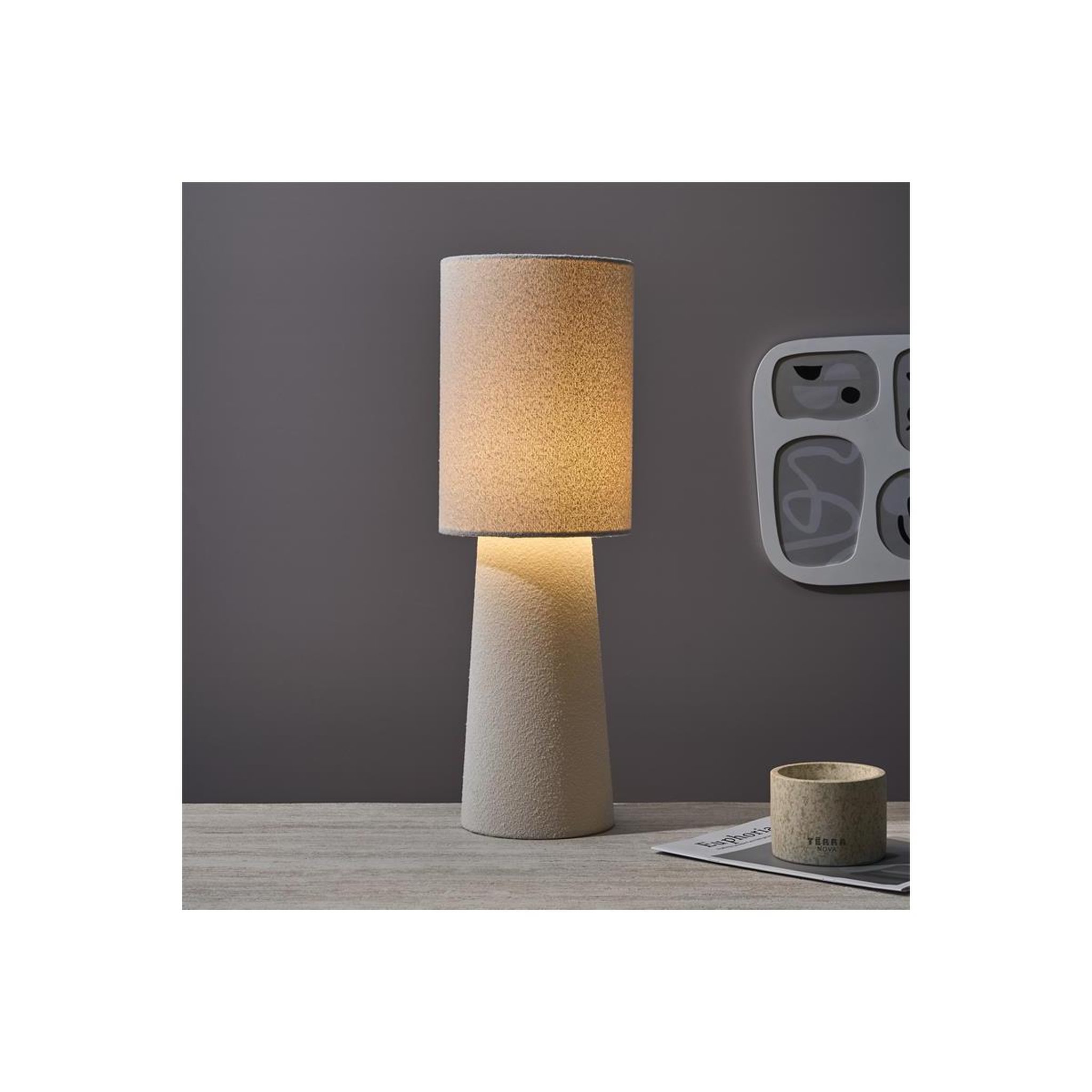 Voir la diapositive 3 : The Home Deco Factory Lampe à poser bouclette  angye  58cm crème