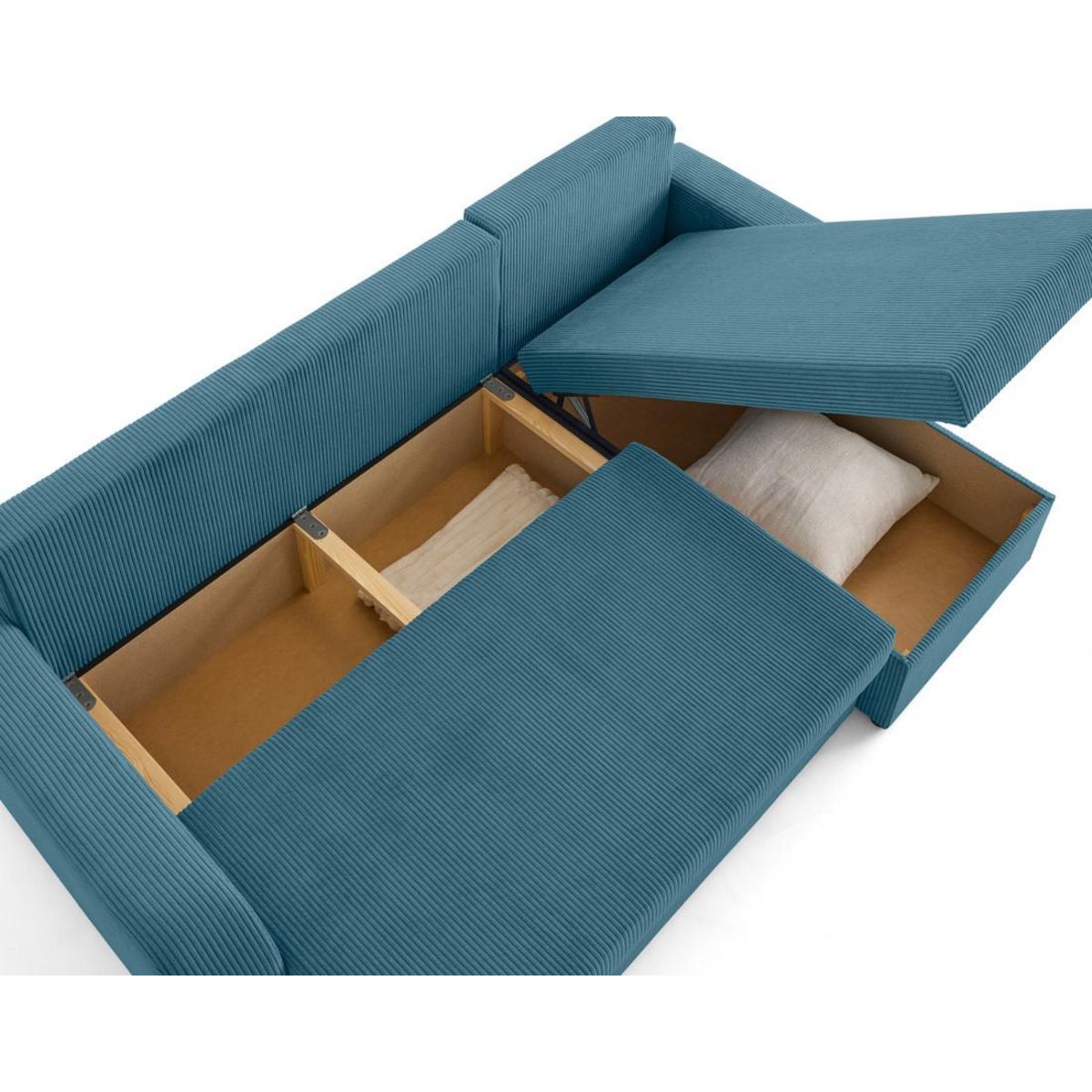 BEST MOBILIER Valos - canapé d'angle réversible - 4 places - convertible avec coffres - en velours côtelé