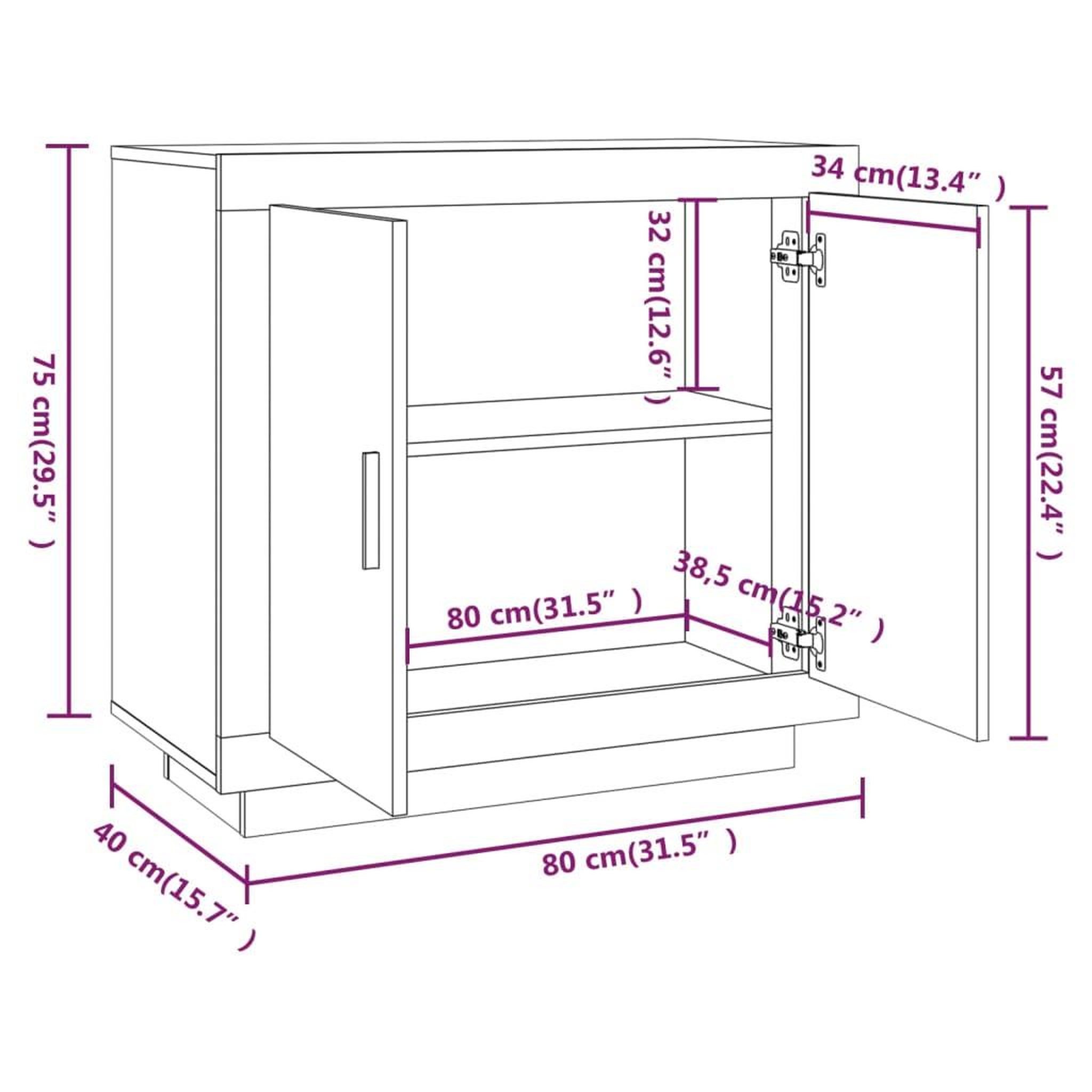 Voir la diapositive 6 : VIDAXL Buffet Gris beton 80x40x75 cm Bois d'ingenierie
